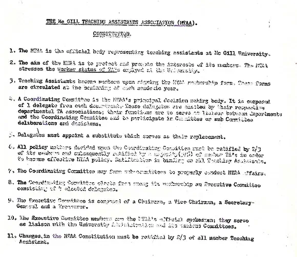Constitution de la MTAA (1976). Archives de l’AÉÉDEM, Vol. 3.1 “MTAA Early Negotiation Documents.”