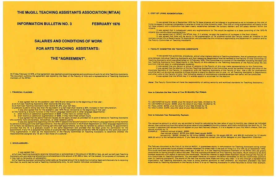 MTAA Information Bulletin No. 3 (February 1976), AGSEM Archives, Vol. 3.1 “MTAA Early Negotiation Documents.”